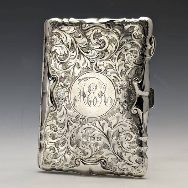 1909 British Antique Sterling Silver Card Case 63g Cohen and Charles